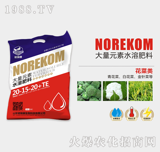 花菜类大量元素水溶肥料20-15-20+TE-诺瑞康