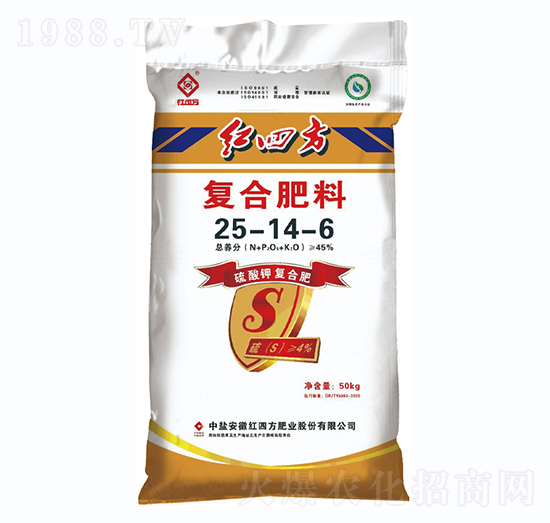 50kg硫酸钾复合肥料25-14-6-红四方