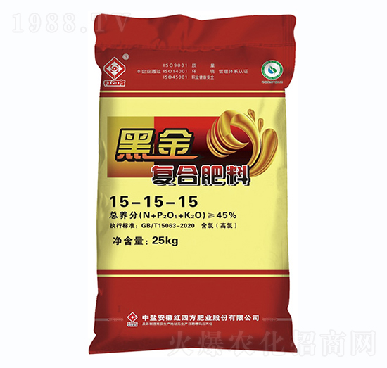 小麦专用腐植酸复合肥料15-15-15-黑金-红四方