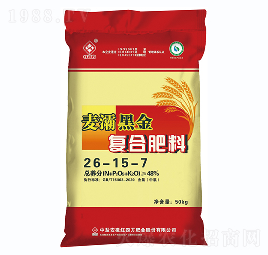 小麦专用腐植酸复合肥料26-15-7-麦灞黑金-红四方