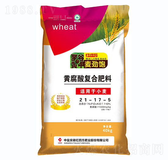 小麦专用黄腐酸钾复合肥料21-17-5-麦劲宝-红四方