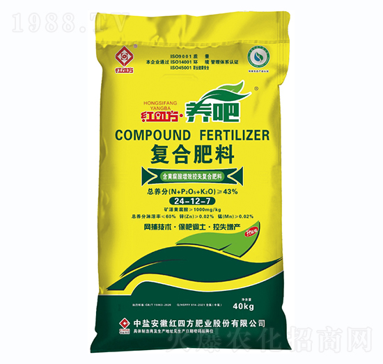 含黄腐酸增效控失复合肥料24-12-7-养吧-红四方