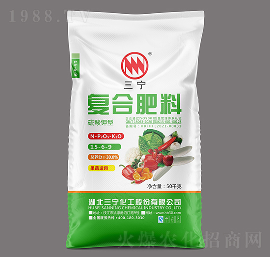 果蔬适用硫酸钾型复合肥料15-6-9-三宁化工